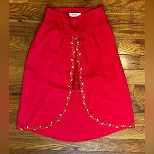 La Bent Red Hi Lo Open Front Embroidered Skirt Shorts Combo S Preowned